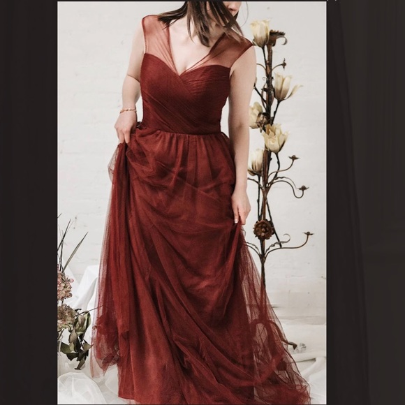 Adifa Burgundy Tulle Gown - For You Dress - bridesmaid or prom - Picture 5 of 9
